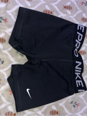 Nike Black Pro Compression Shorts with White Swoosh